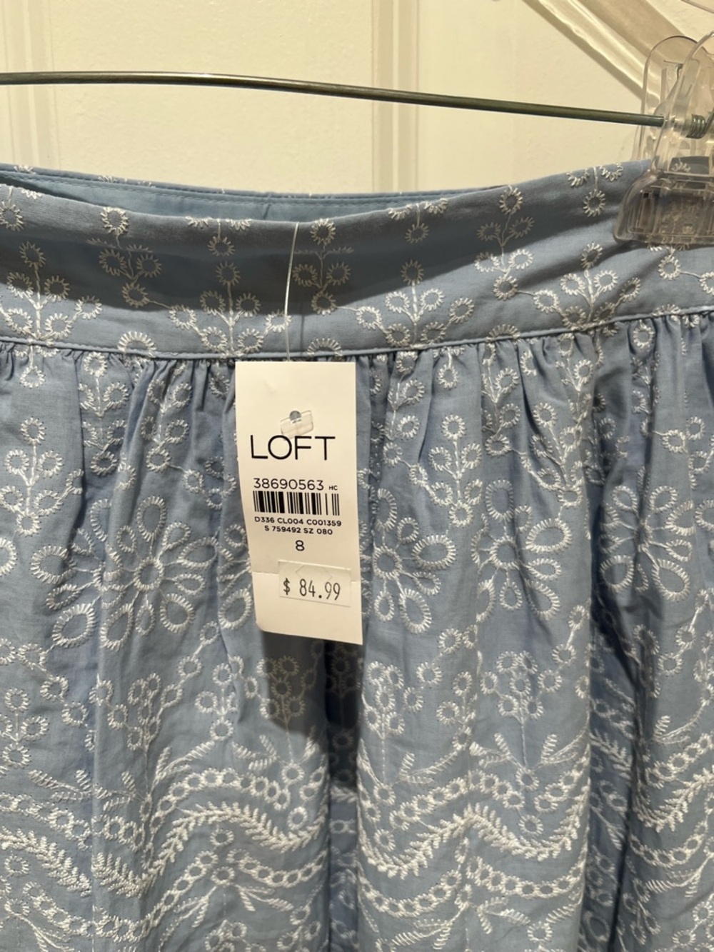 NWT LOFT Light Blue Maxi Skirt and Top with Lace Embroidery Scalloped Hem Set - Picture 10 of 16